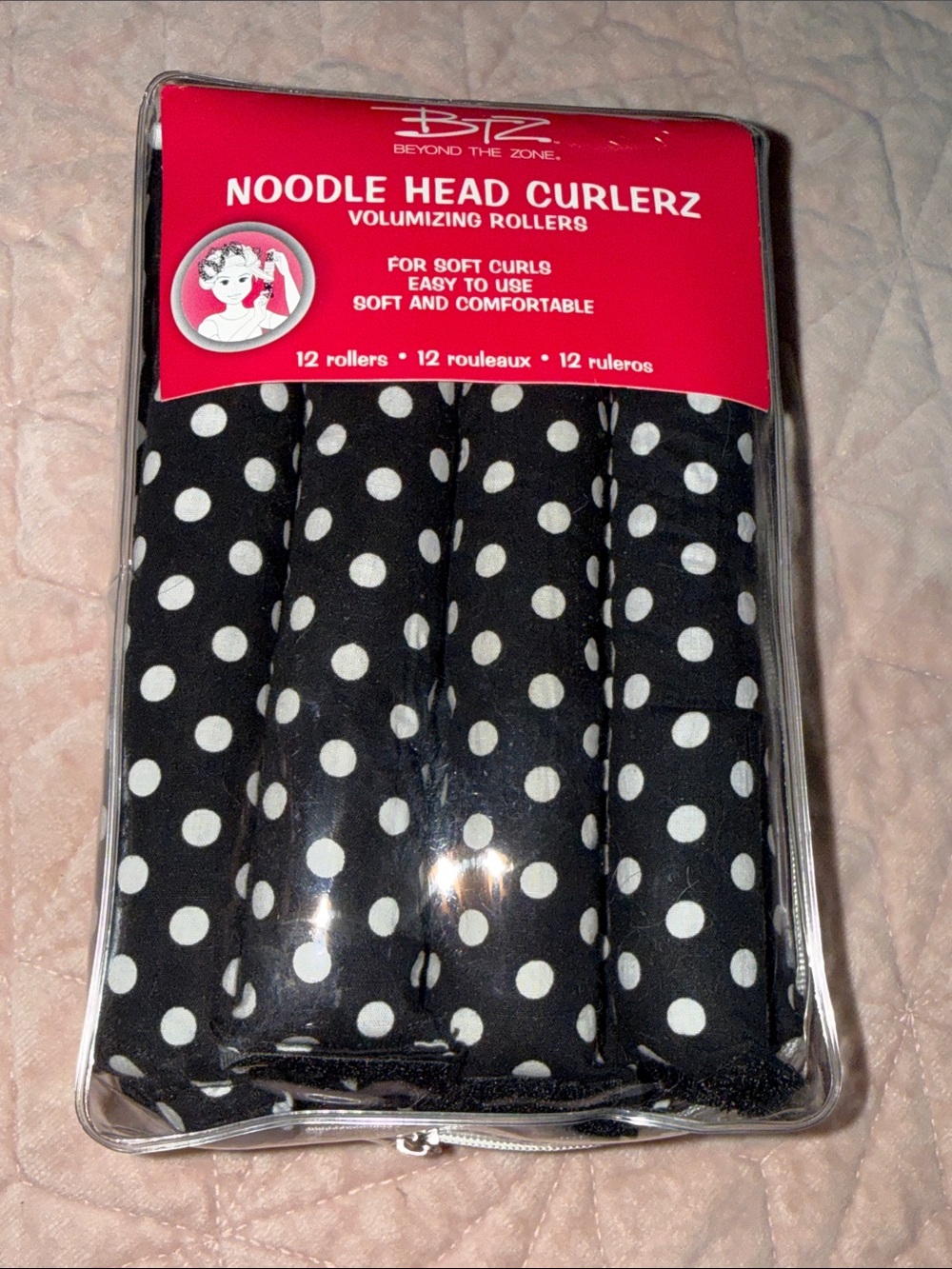 Beyond The Zone Noodle Head Curlerz - Black with White Polka Dots